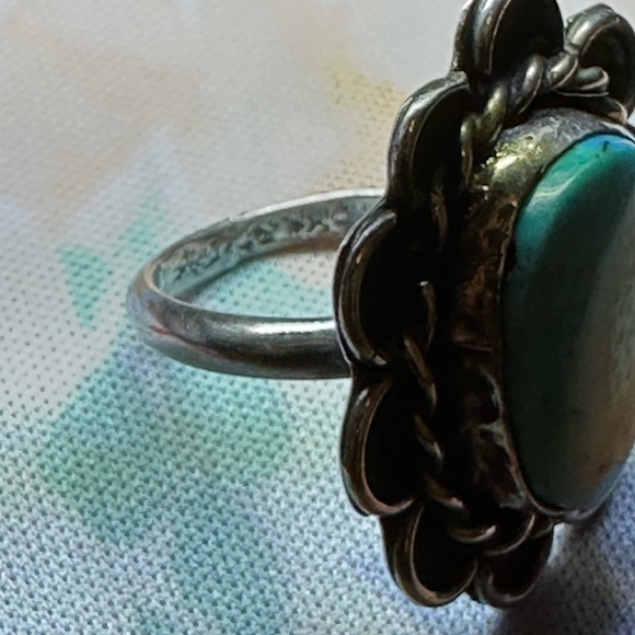 Silver turquoise ring. Size 5. Source Unknown - Picture 8 of 9